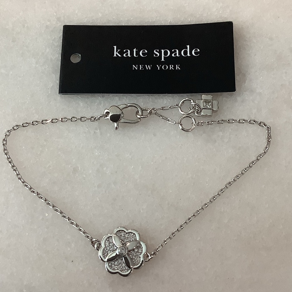 kate spade Silver Floral Pavé Bracelet, Brand New